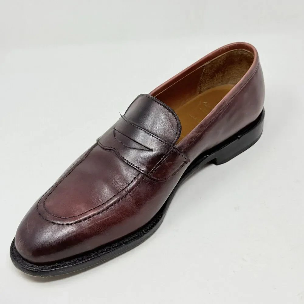 Allen Edmonds Lake Forest Penny Loafers Mens 9.5 D Burgundy Leather Dress Shoes